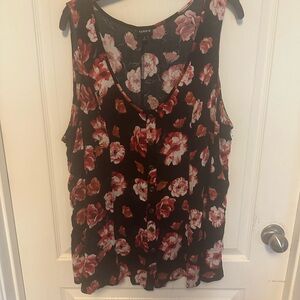 Torrid Floral Red and Black Tank Top